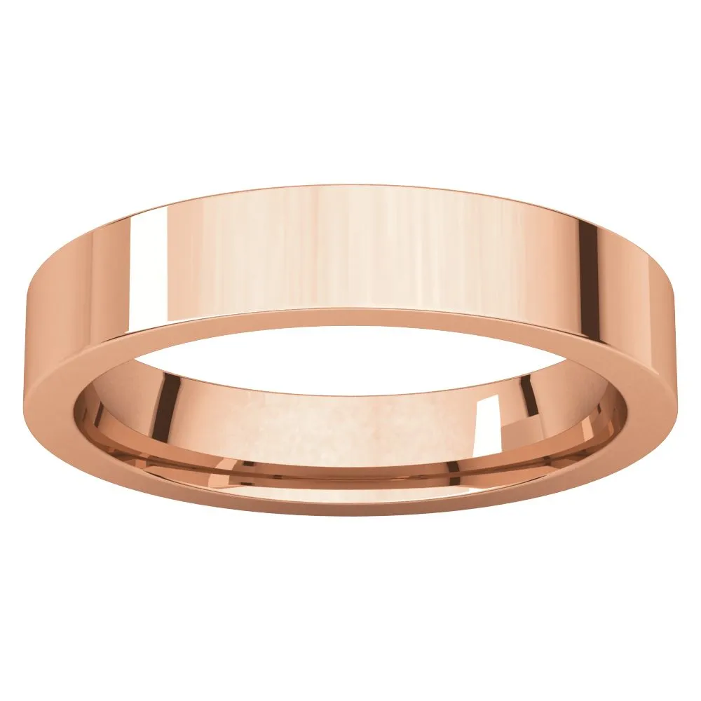 10k Rose Gold 4mm Flat Comfort-Fit Wedding Band, Size 6