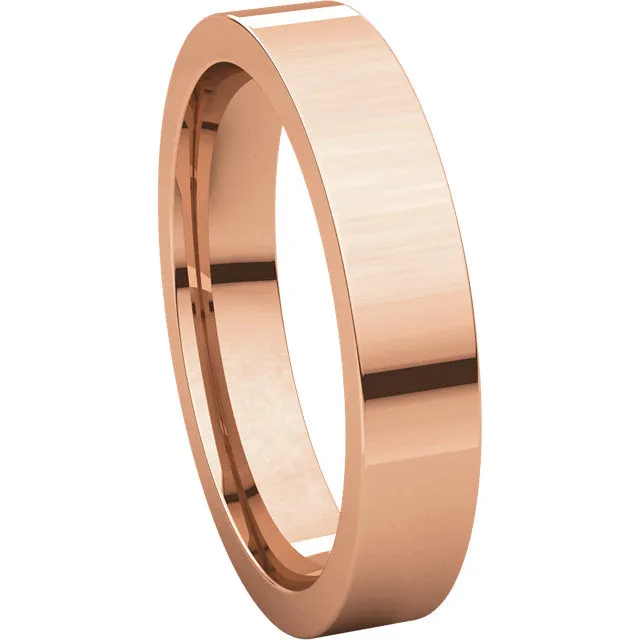 10k Rose Gold 4mm Flat Comfort-Fit Wedding Band, Size 6