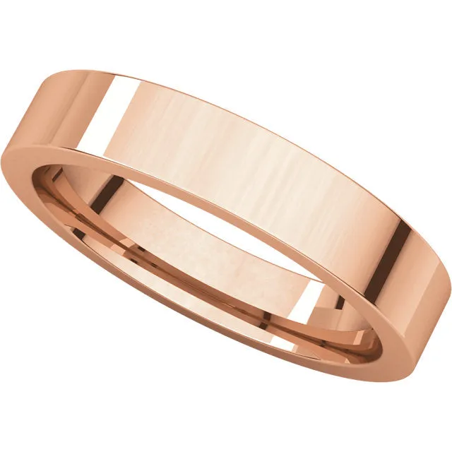 10k Rose Gold 4mm Flat Comfort-Fit Wedding Band, Size 6