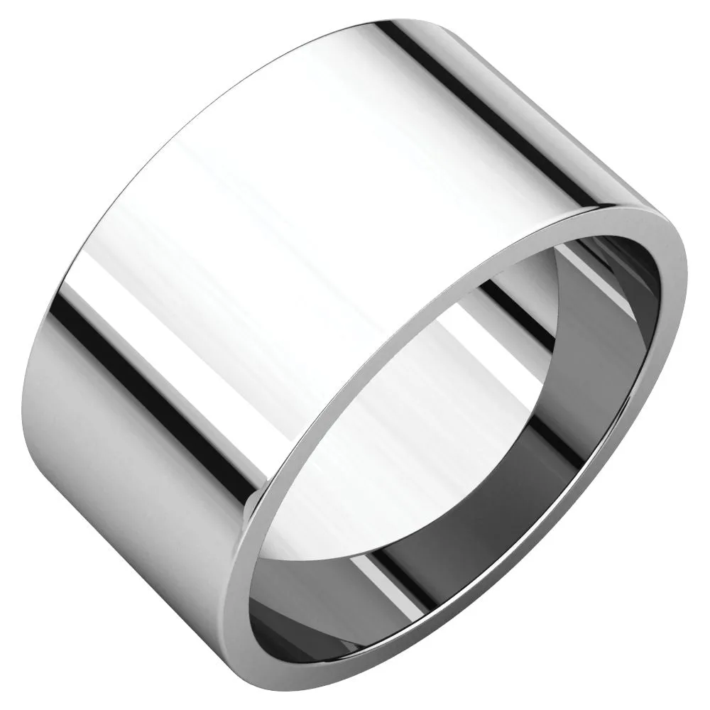10k White Gold 10mm Flat Band, Size 11