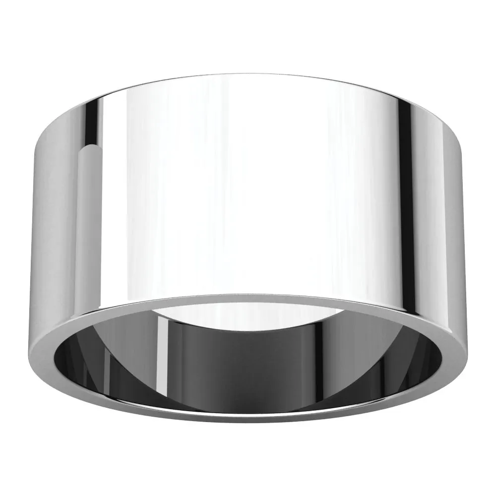 10k White Gold 10mm Flat Band, Size 11