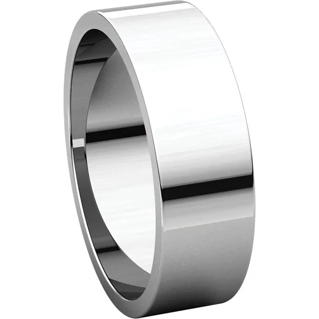 10k White Gold 6mm Flat Band, Size 7