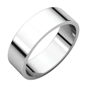 10k White Gold 6mm Flat Band, Size 7