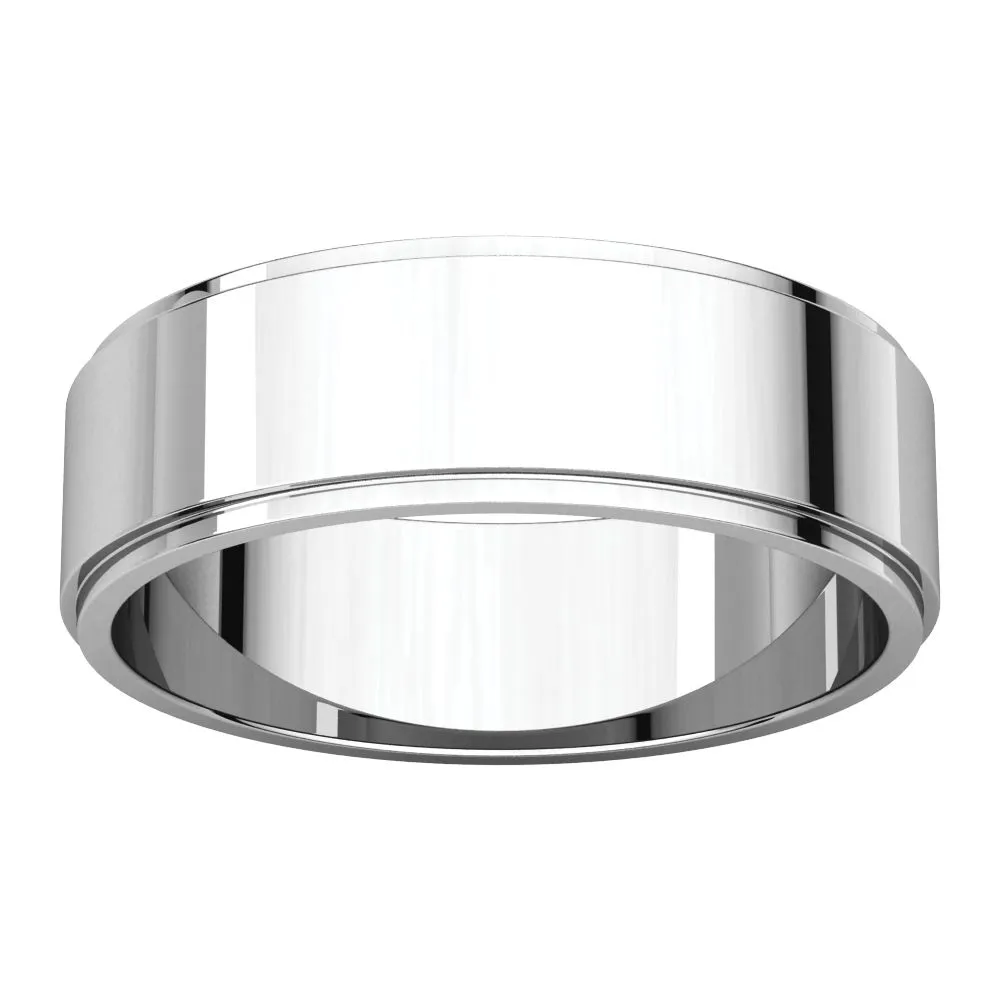 10k White Gold 6mm Flat Edge Band, Size 7.5