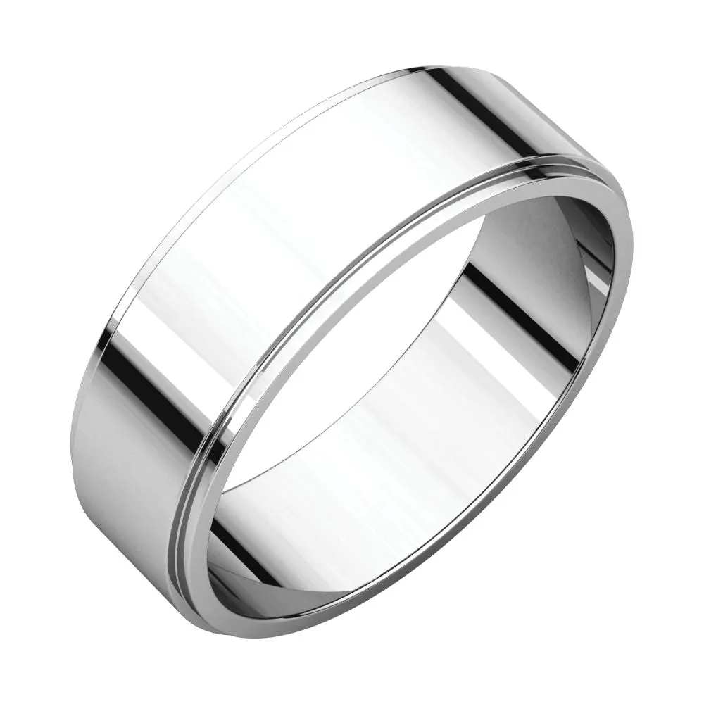10k White Gold 6mm Flat Edge Band, Size 7.5