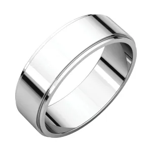 10k White Gold 6mm Flat Edge Band, Size 7.5