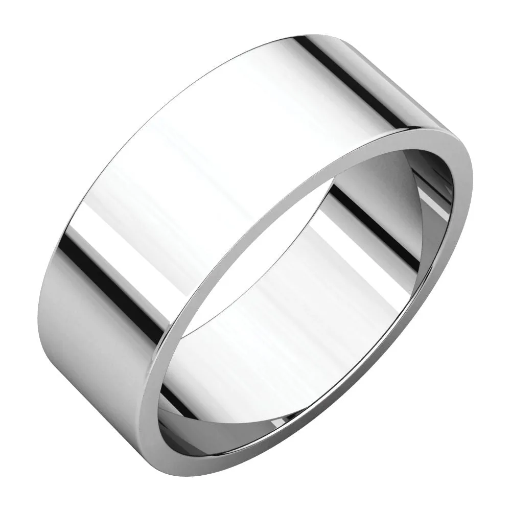 10k White Gold 7mm Flat Band, Size 9.5