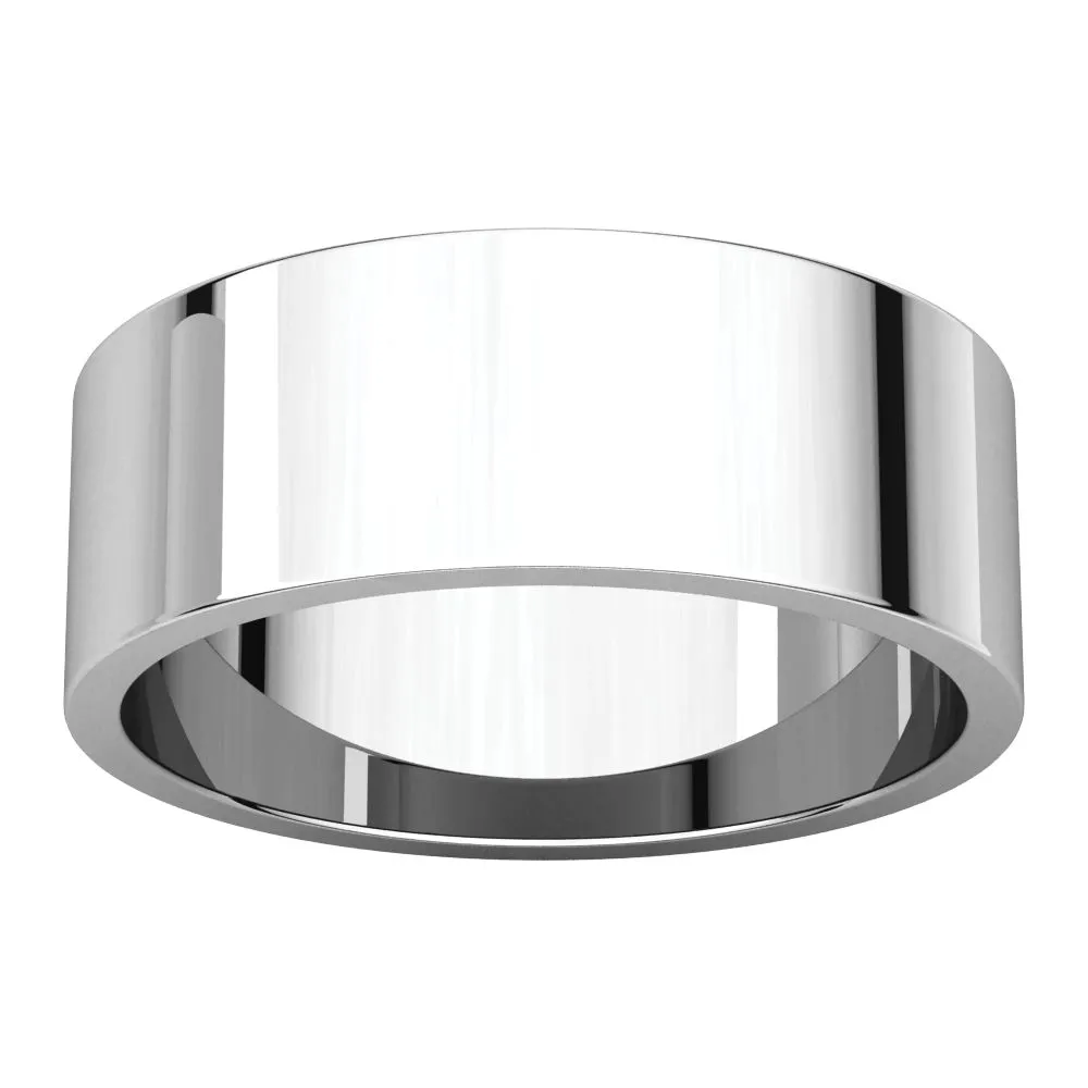 10k White Gold 7mm Flat Band, Size 9.5
