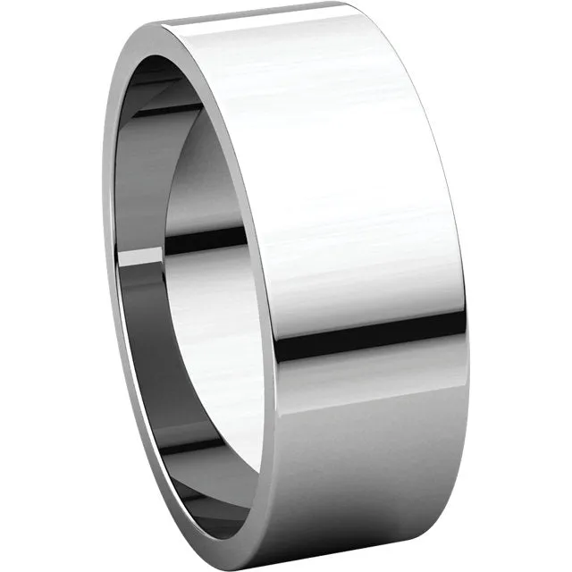 10k White Gold 7mm Flat Band, Size 9.5