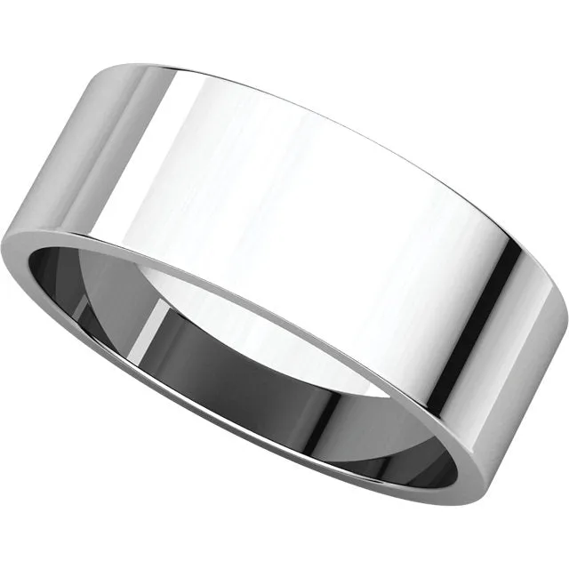 10k White Gold 7mm Flat Band, Size 9.5