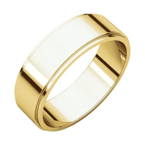 10k Yellow Gold 6mm Flat Edge Band, Size 13.5