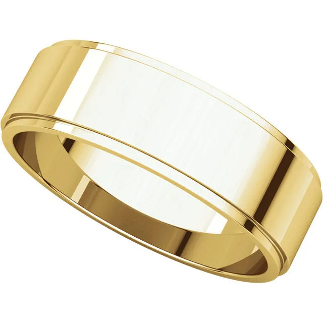 10k Yellow Gold 6mm Flat Edge Band, Size 13.5