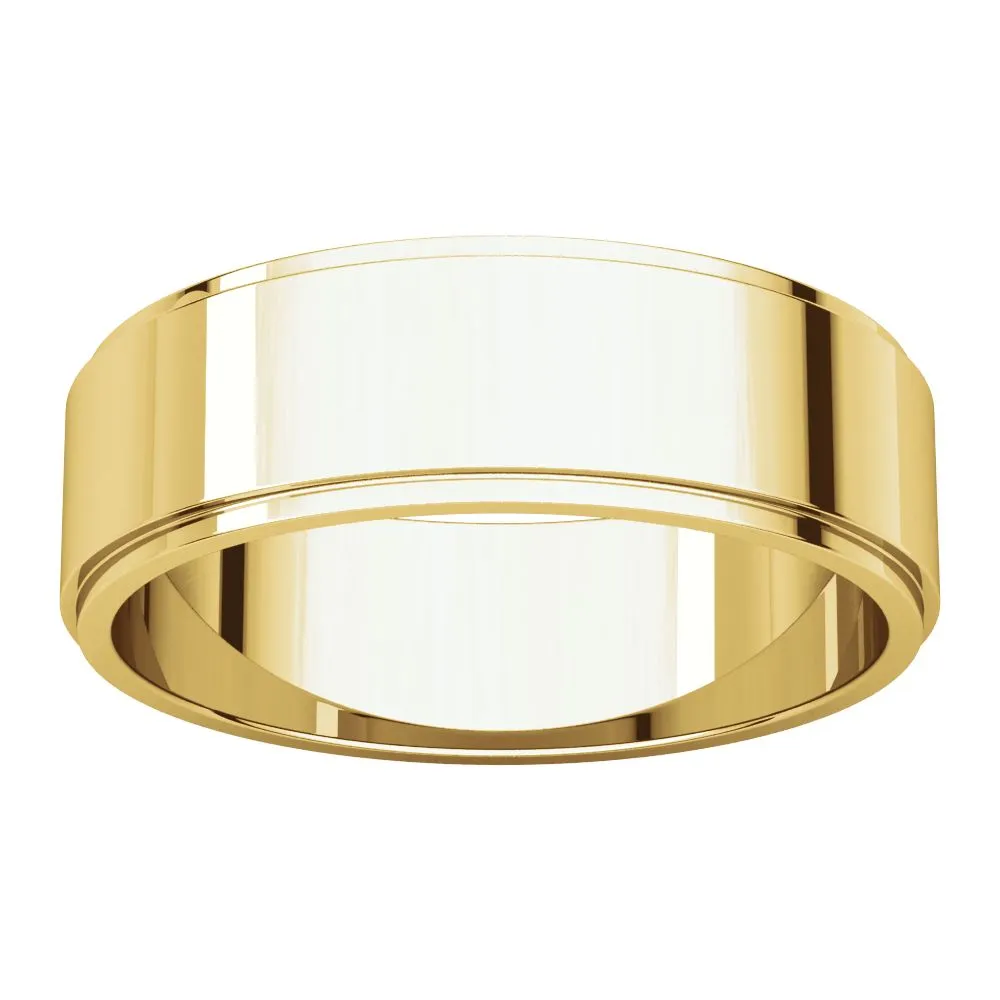 10k Yellow Gold 6mm Flat Edge Band, Size 13.5