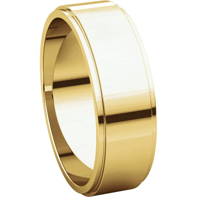 10k Yellow Gold 6mm Flat Edge Band, Size 13.5