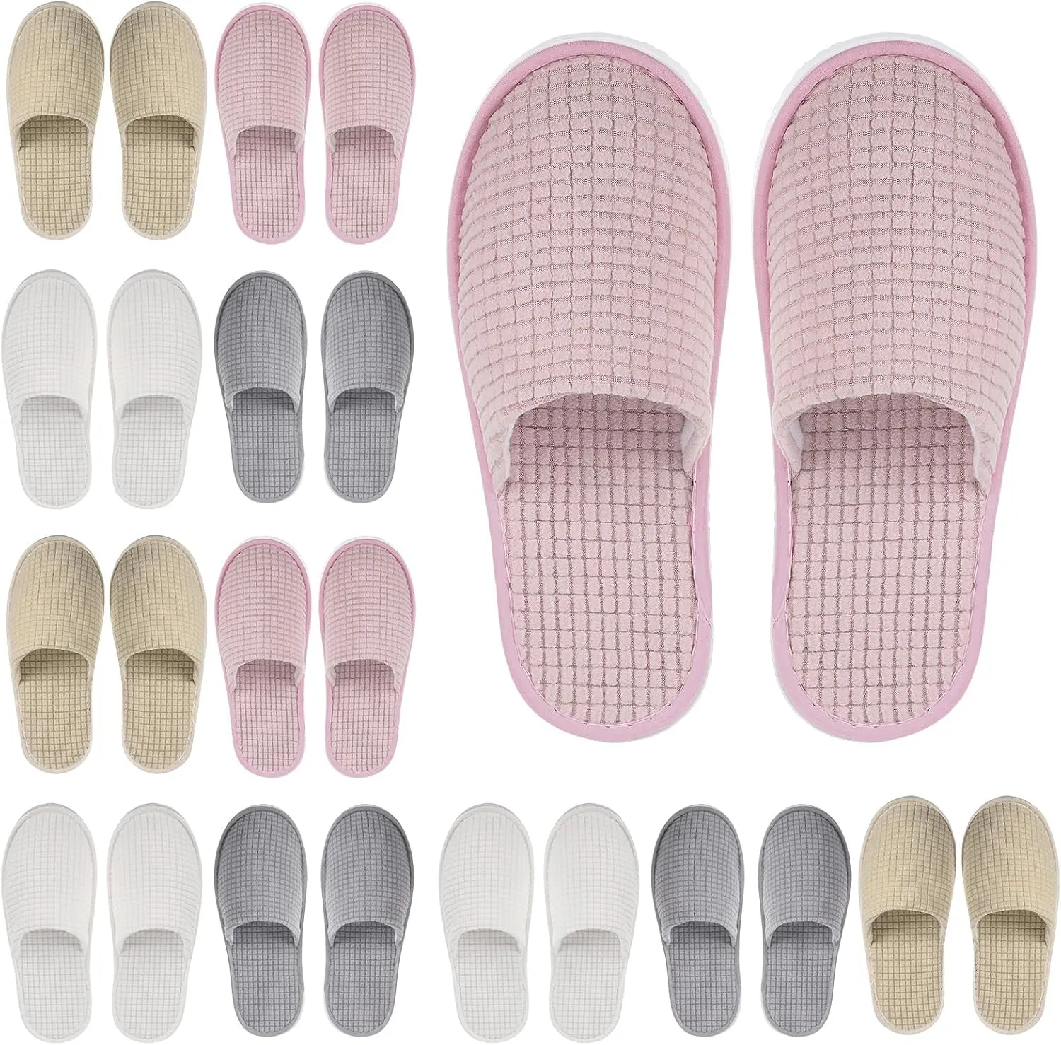 12 Pair House Slipper for Guest Non Slip Disposable Slipper for Travel Washable Reusable Closed Toe Hotel Bridesmaid Indoor Spa Wedding Party Shoeless Home