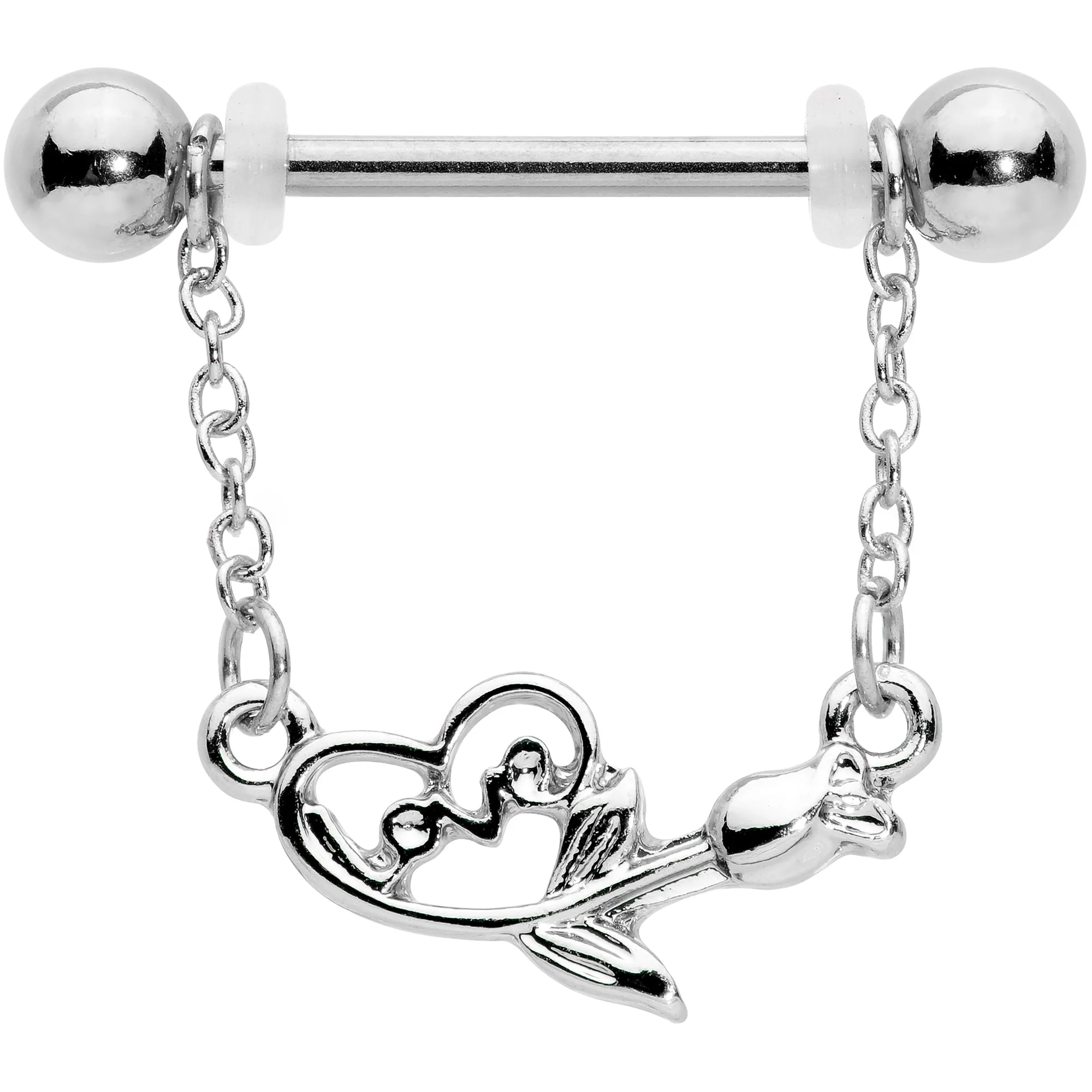 14 Gauge 11/16 Love Rose Dangle Nipple Ring Set