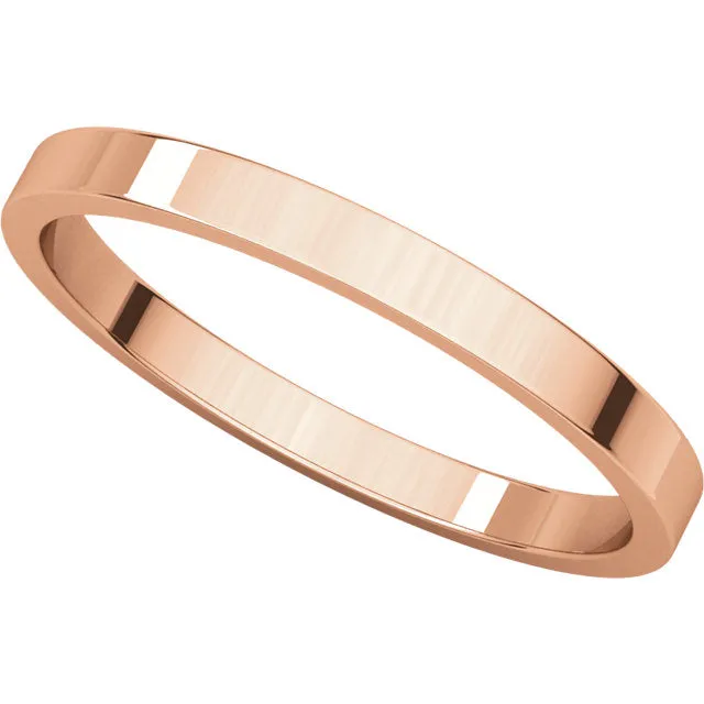 14k Rose Gold 2mm Flat Band, Size 5