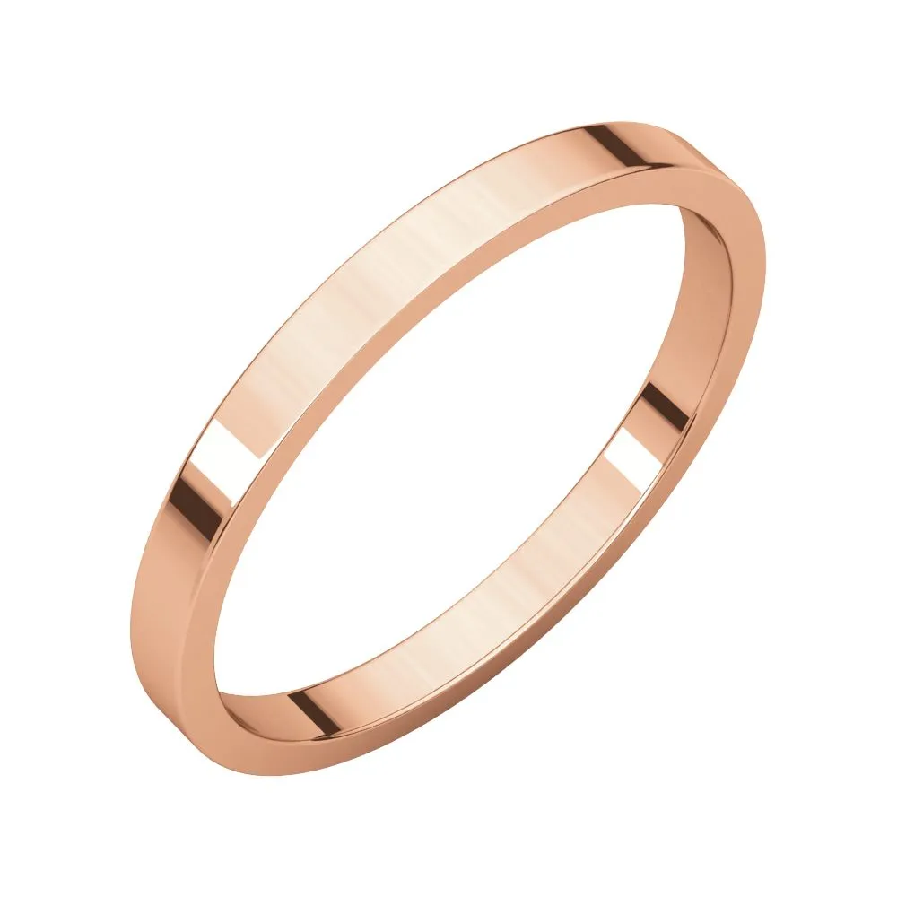 14k Rose Gold 2mm Flat Band, Size 5