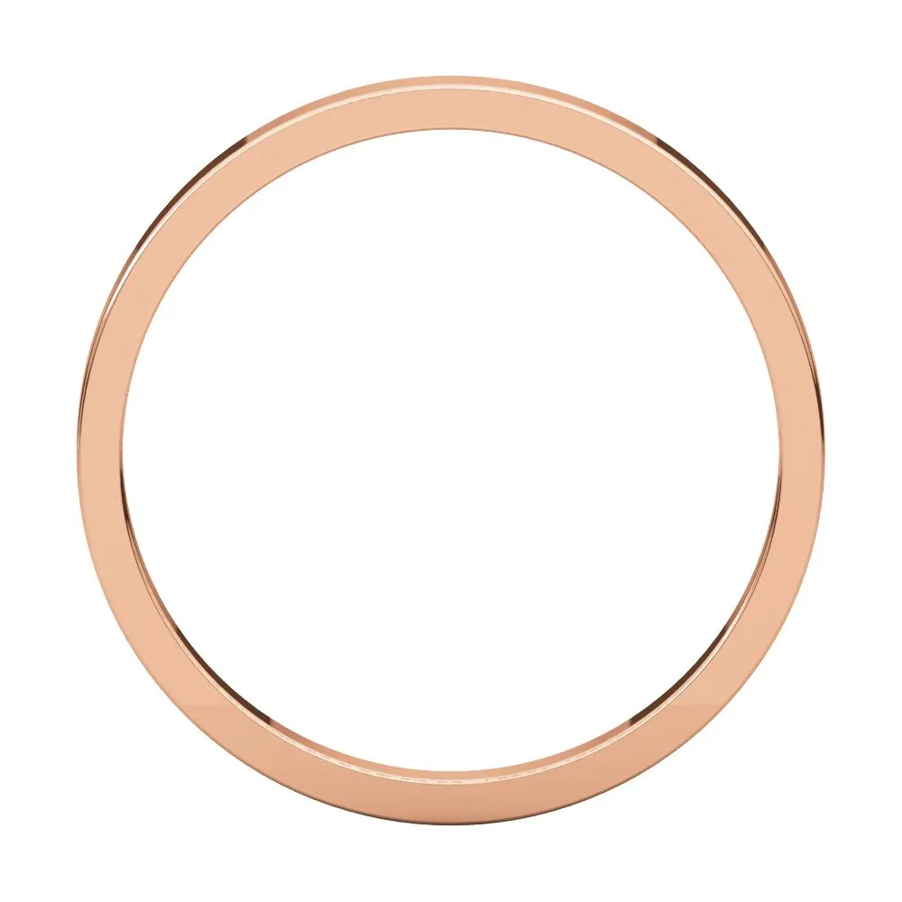 14k Rose Gold 2mm Flat Band, Size 5