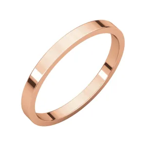 14k Rose Gold 2mm Flat Band, Size 5
