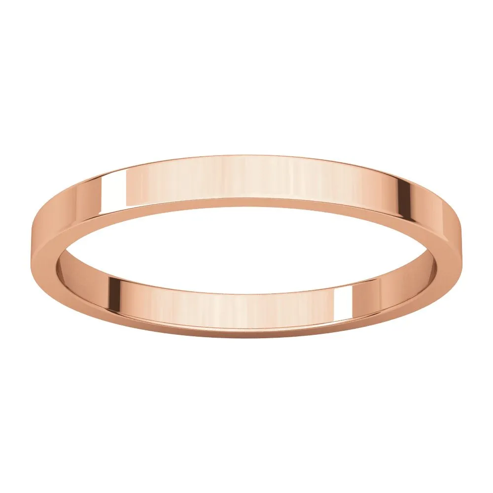 14k Rose Gold 2mm Flat Band, Size 5