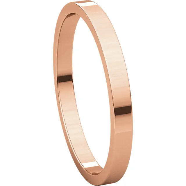 14k Rose Gold 2mm Flat Band, Size 5