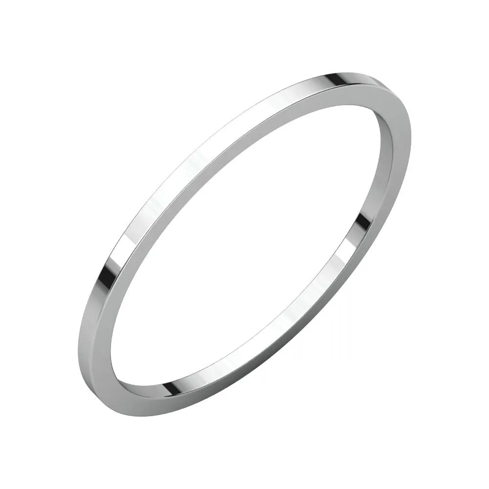 14k White Gold 1mm Flat Band, Size 4.5
