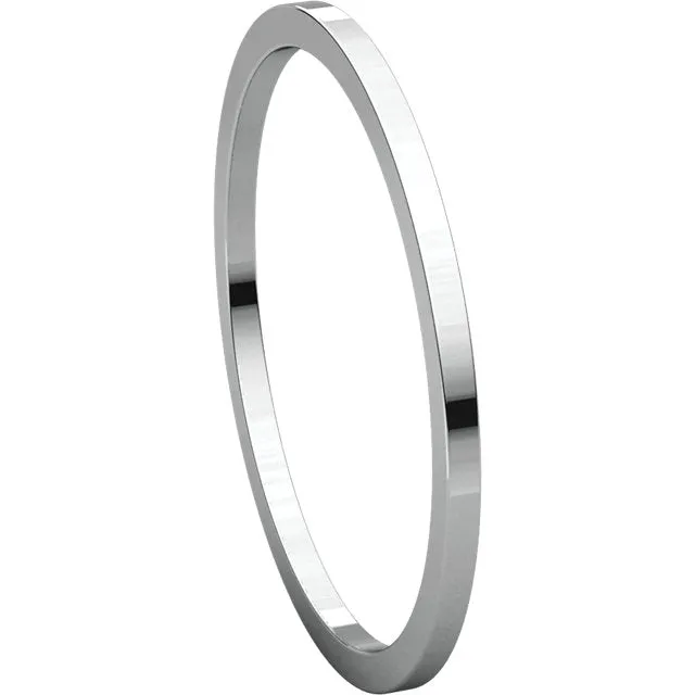 14k White Gold 1mm Flat Band, Size 4.5