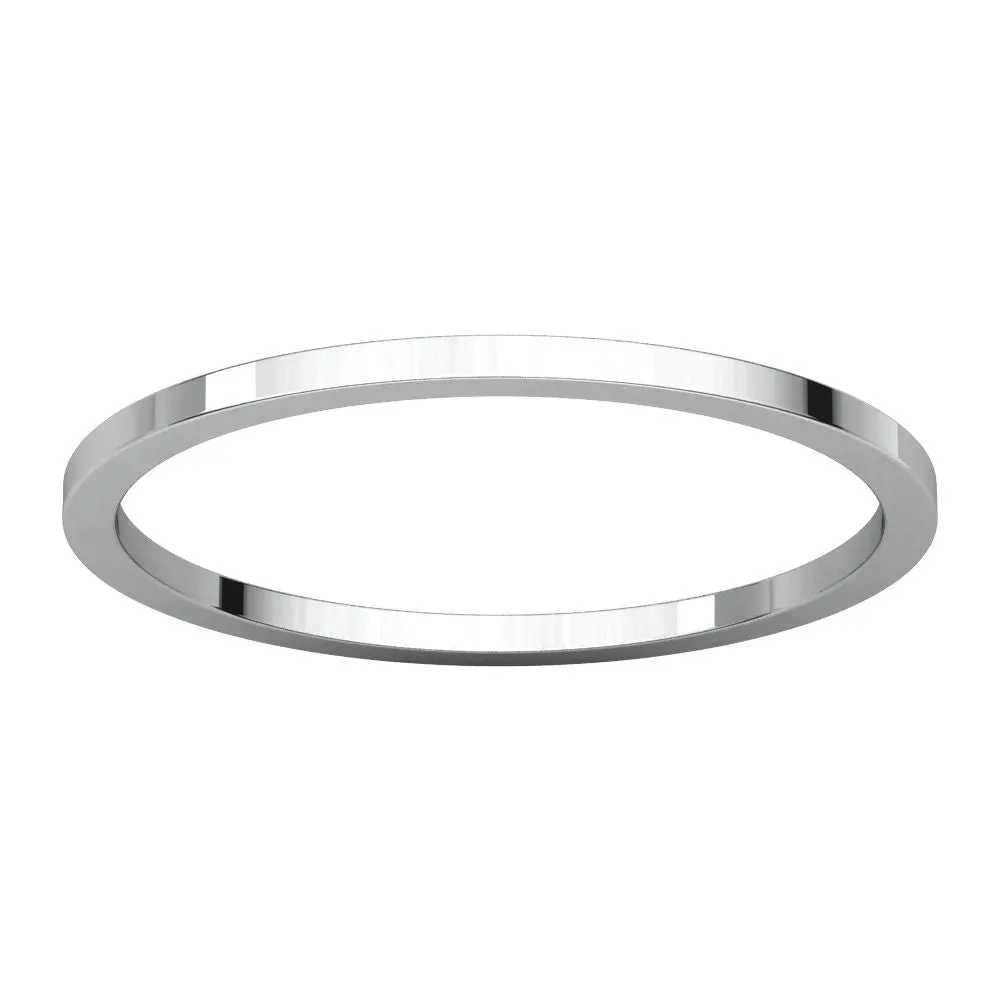 14k White Gold 1mm Flat Band, Size 4.5