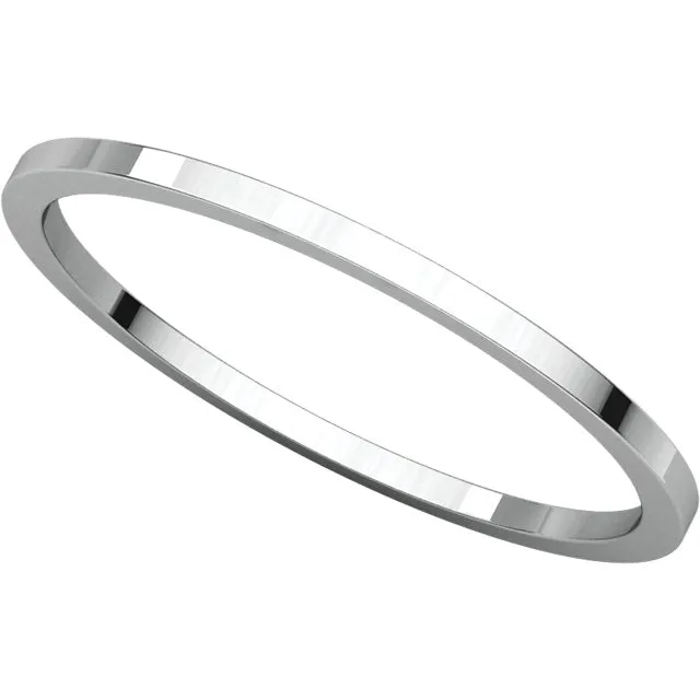 14k White Gold 1mm Flat Band, Size 4.5