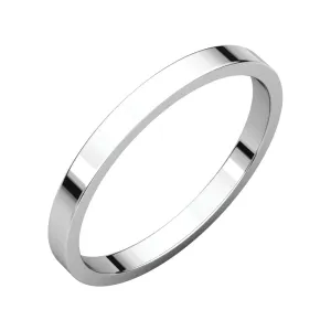 14k White Gold 2mm Flat Band, Size 10