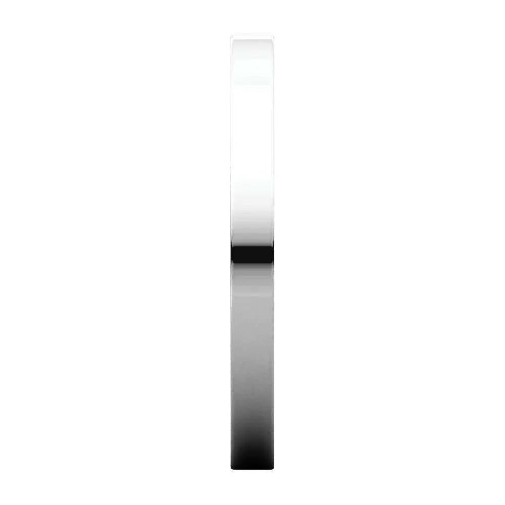 14k White Gold 2mm Flat Band, Size 10