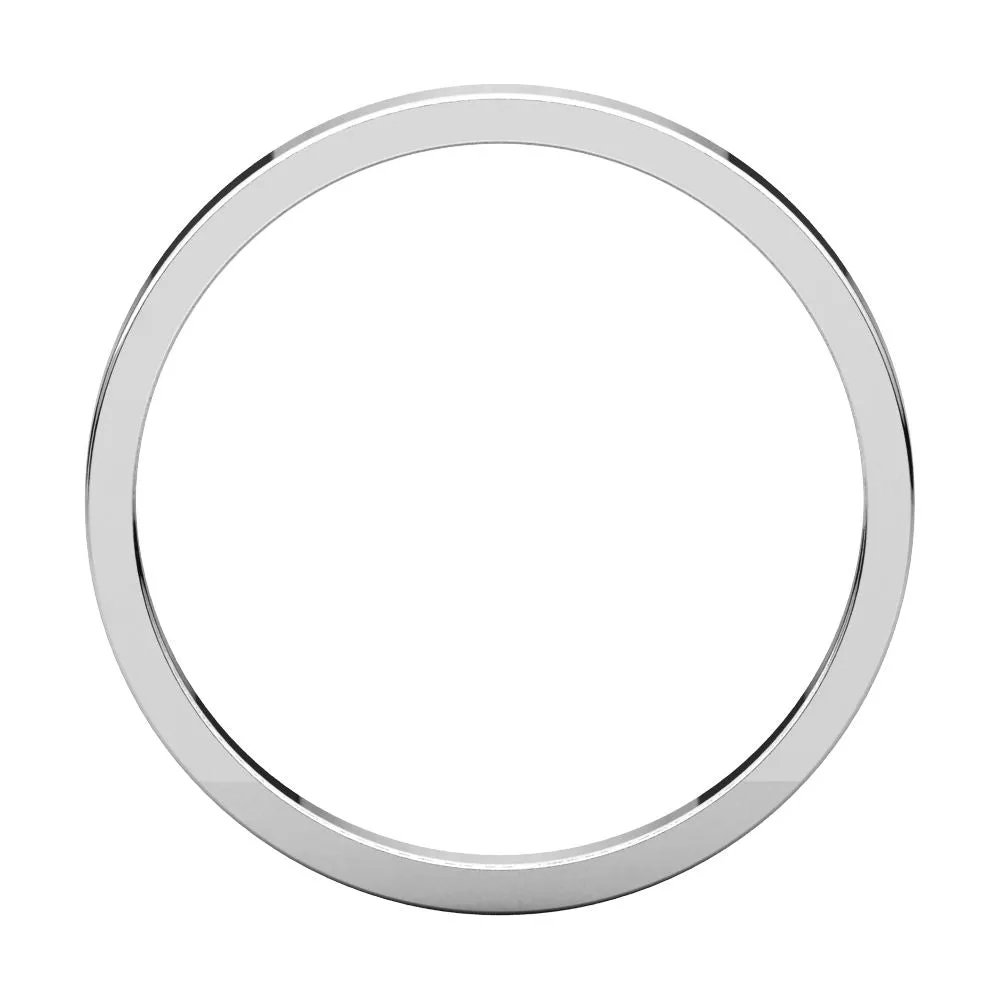 14k White Gold 2mm Flat Band, Size 10