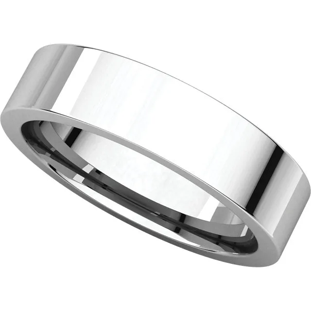 14k White Gold 5mm Flat Comfort Fit Band, Size 4