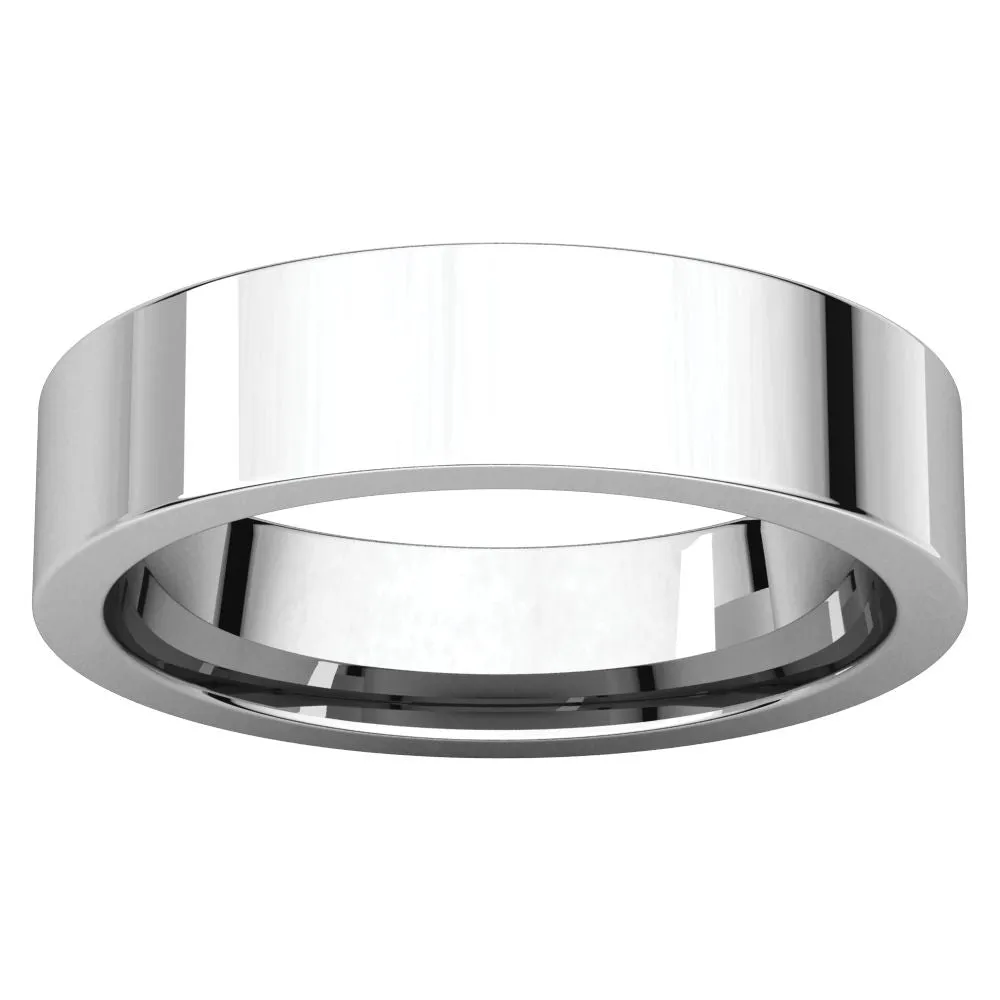 14k White Gold 5mm Flat Comfort Fit Band, Size 4