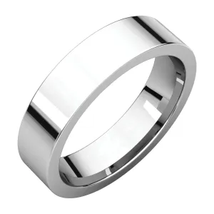 14k White Gold 5mm Flat Comfort Fit Band, Size 4