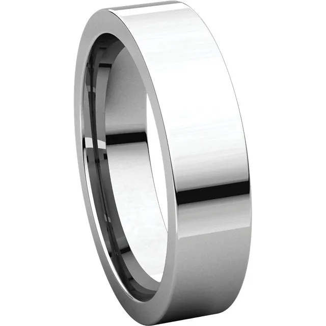 14k White Gold 5mm Flat Comfort Fit Band, Size 4