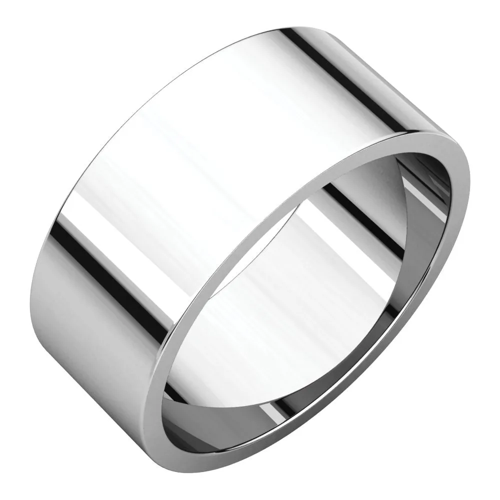 14k White Gold 8mm Flat Band, Size 10.5
