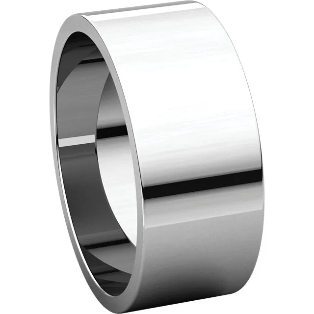 14k White Gold 8mm Flat Band, Size 10.5