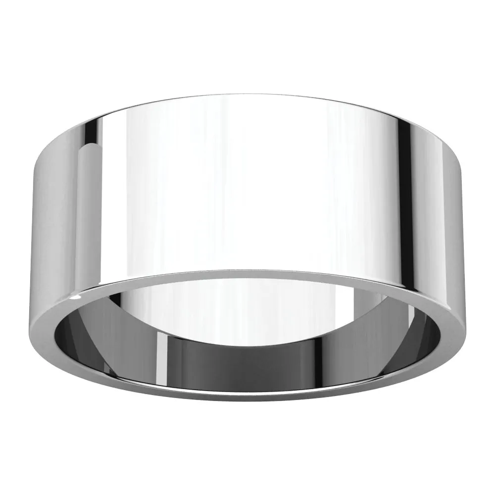 14k White Gold 8mm Flat Band, Size 10.5