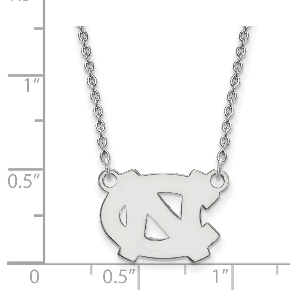 14K White Gold University of North Carolina Small Pendant with Necklace