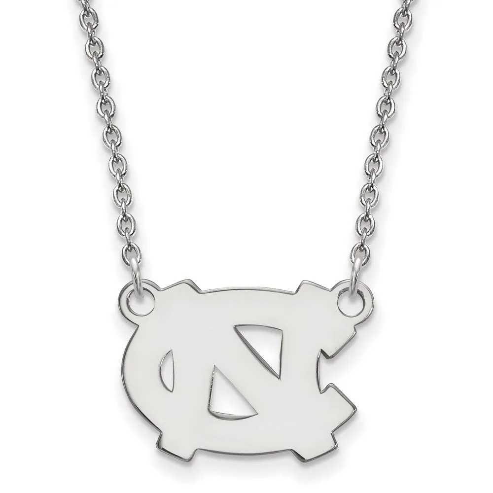 14K White Gold University of North Carolina Small Pendant with Necklace