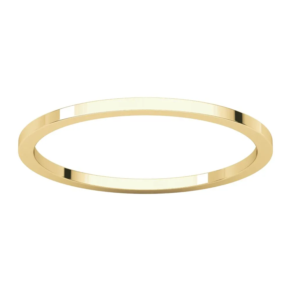 14k Yellow Gold 1mm Flat Band, Size 6