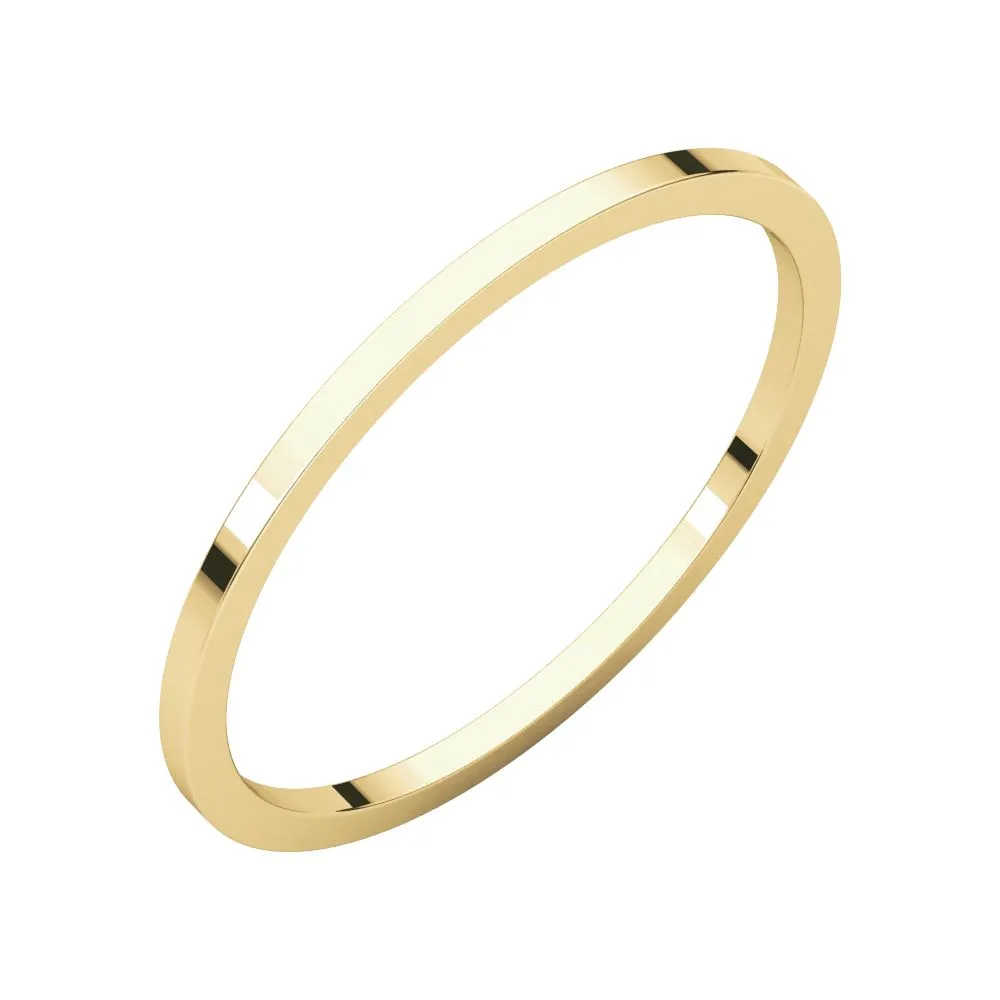 14k Yellow Gold 1mm Flat Band, Size 6