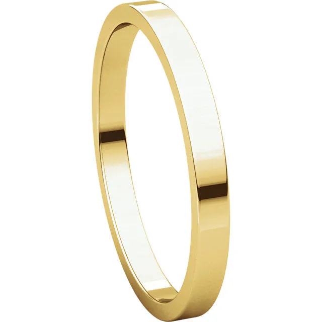 14k Yellow Gold 2mm Flat Band, Size 4.5