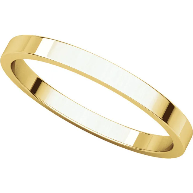 14k Yellow Gold 2mm Flat Band, Size 4.5