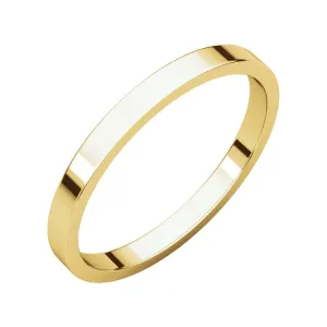 14k Yellow Gold 2mm Flat Band, Size 4.5