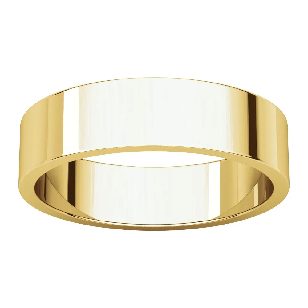14k Yellow Gold 5mm Flat Band, Size 10.5