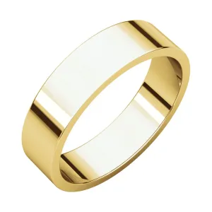 14k Yellow Gold 5mm Flat Band, Size 10.5