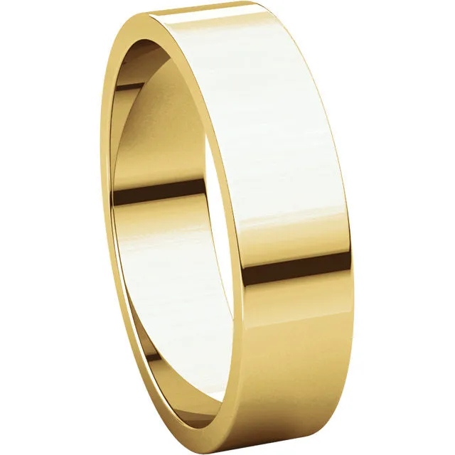 14k Yellow Gold 5mm Flat Band, Size 10.5